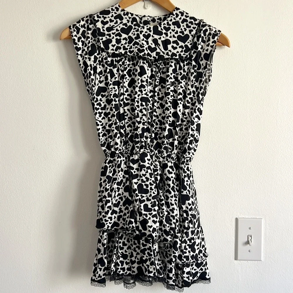 Zadig & Voltaire Freja Dress Heart Print Black White Tunic Girls NWOT